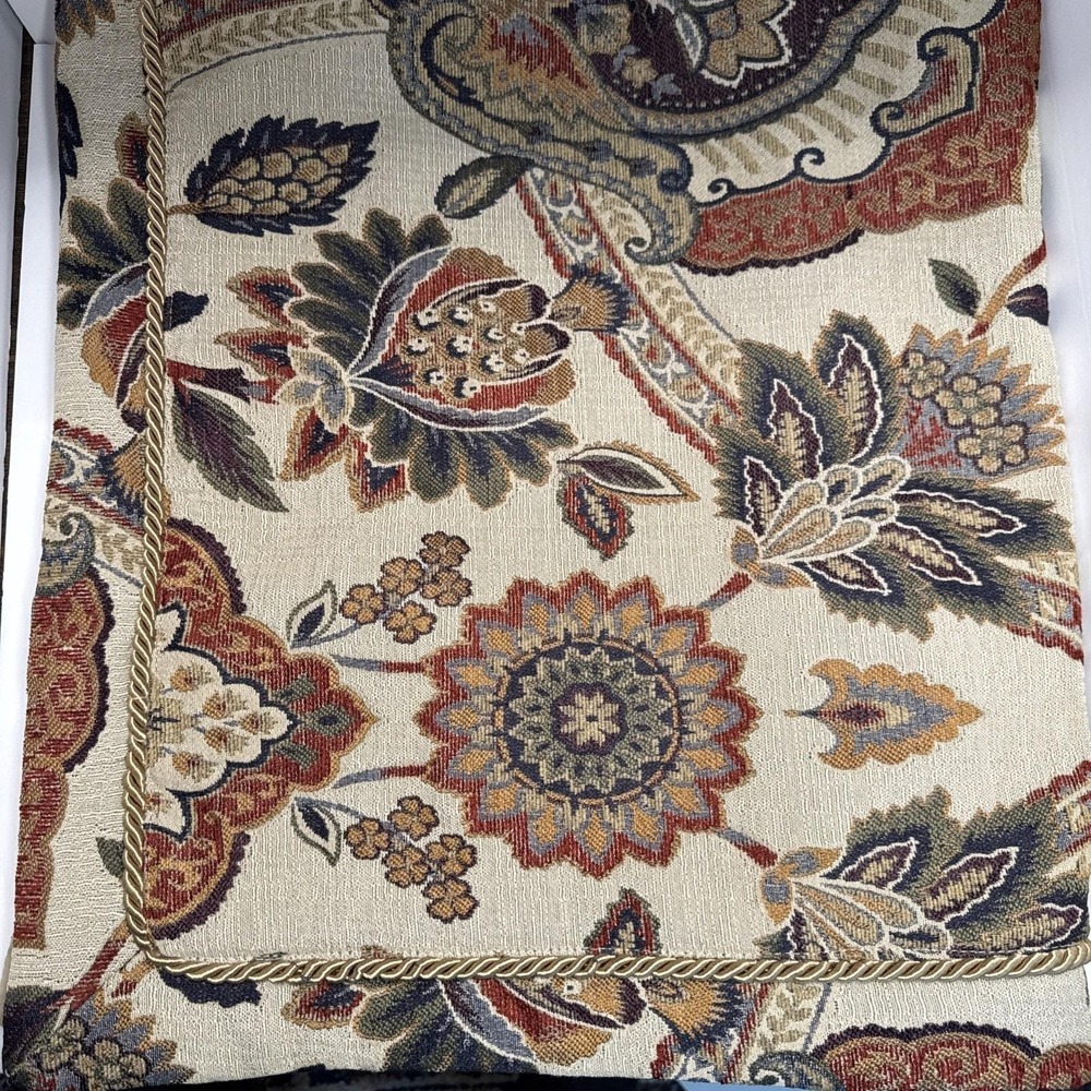 VTG Croscill Floral Jacobean Cord‎ Trim Damask Chenille King Pillow Sham Zip Off